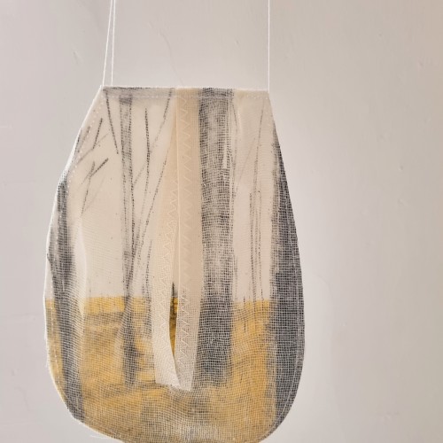 Ciara Gibson - Pockets of Experience exhibition, photograph of monoprint bag on cotton