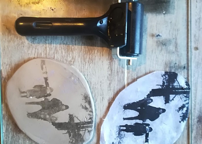 Lithography Self-portraits on Clay with Nicky May at Birnam Arts
